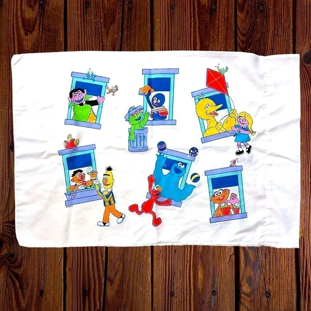 SESAME STREET Vintage 90s Elmo Big Bird Cookie Bedding Twin Standard Pillowcase